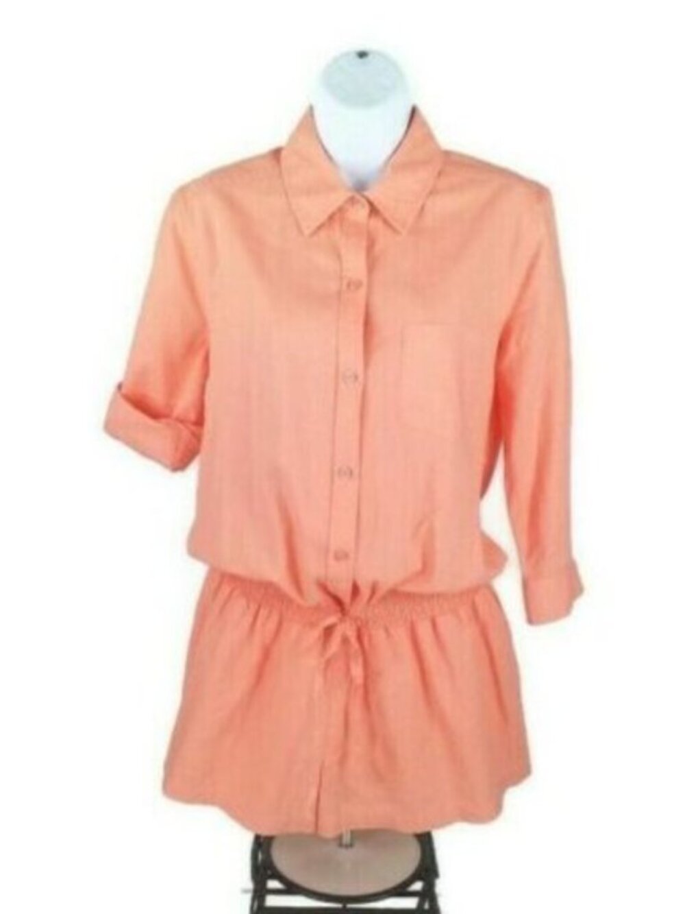 Vintage Victoria’s Secret Orange Flax Blend Romper Womens 8 Button Front - Picture 13 of 13